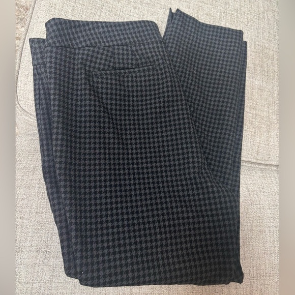 TALBOTS CHATHAM ANKLE PANT TROUSERS BLACK GRAY HOUNDSTOOTH PRINT SZ 16 - Picture 1 of 8